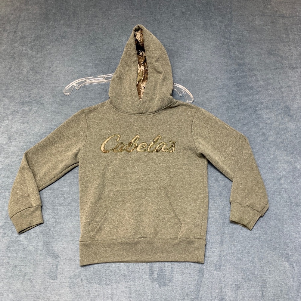 Cabela's Hoodie Youth Kids Medium Green Fleece Lined Raglan Sleeve Pullover